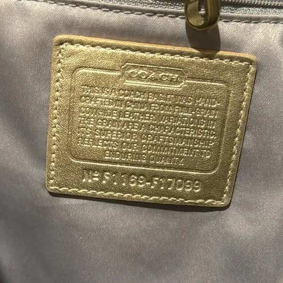 COACH- North South Metallic Woven Leather Gold Leather Shoulder Bag Tote F17099 - Picture 7 of 17